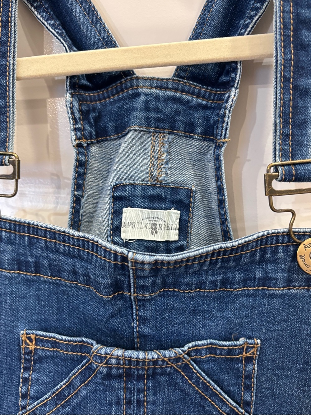 April Cornell Indigo Denim Overalls with Contrast Stitching